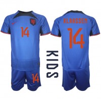 Niederlande Davy Klaassen #14 Auswärts Trikotsatz Kinder WM 2022 Kurzarm (+ Kurze Hosen)